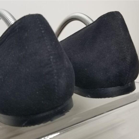 Lane Bryant Black Illusion Bow Flat Women 8W Ballet Faux Suede Flat  Pointed Toe - Picture 7 of 13